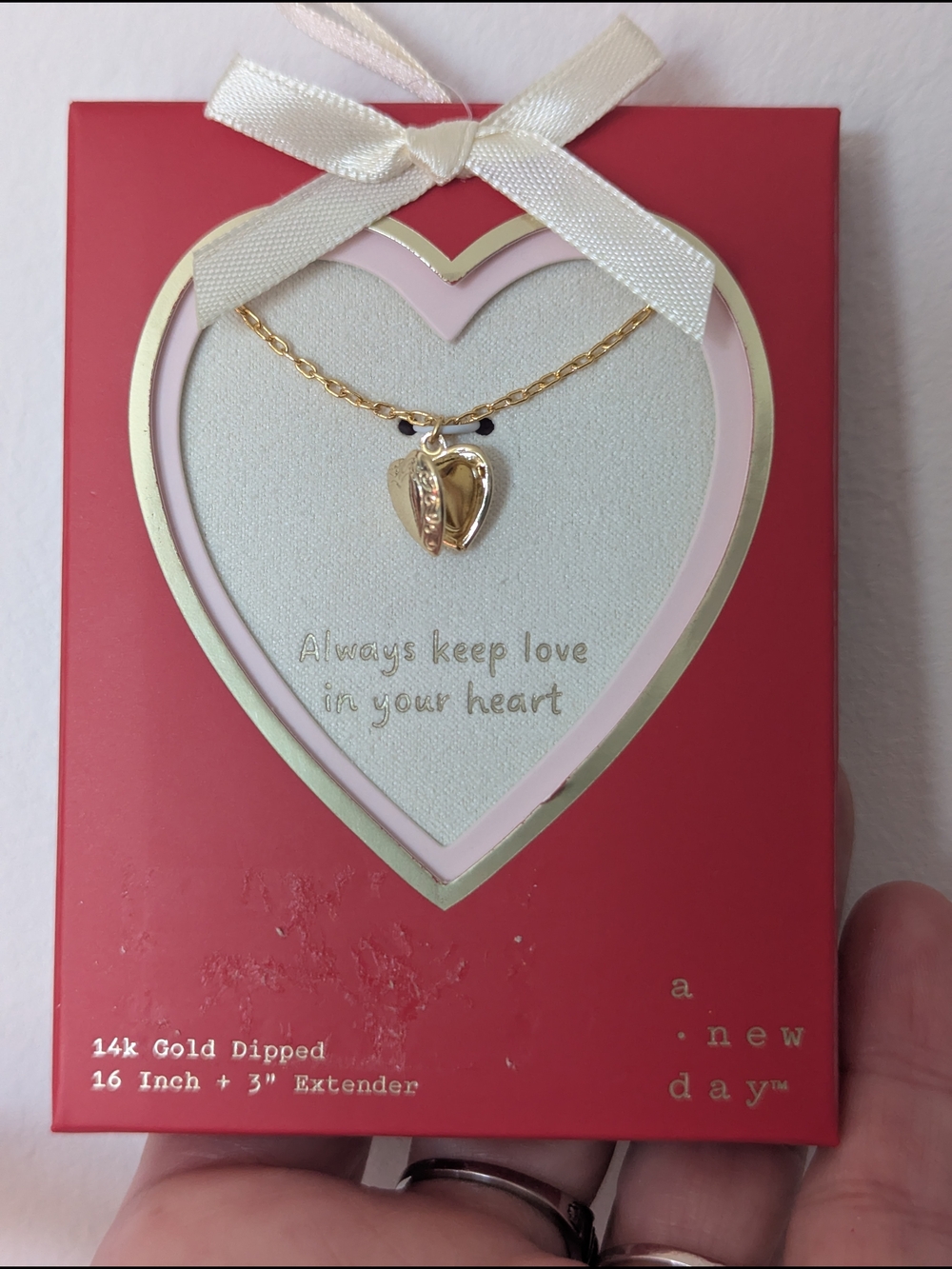 Gold Heart Locket Pendant Necklace with Chain 14k Gold Dipped